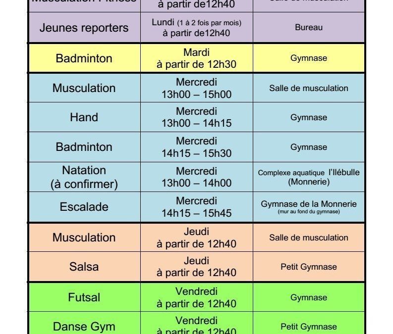 activités AS pour l’année 2014-2015