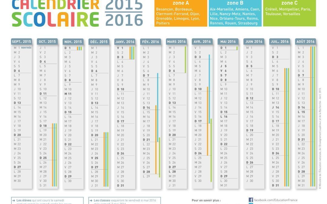 calendrier scolaire 2015-2016