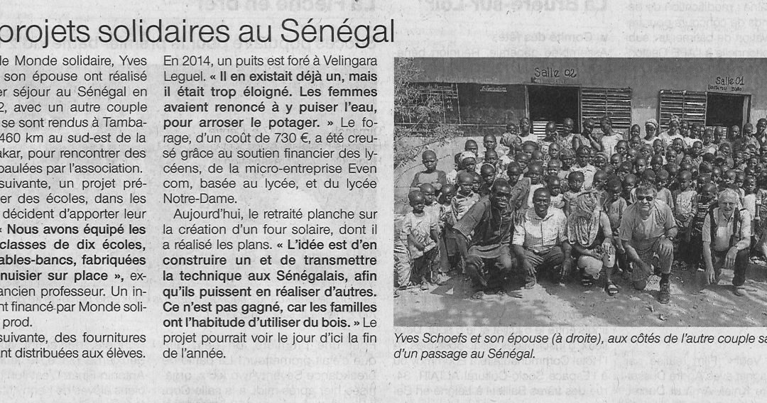 Des projets solidaires au Sénégal (Ouest France – 30 mai)