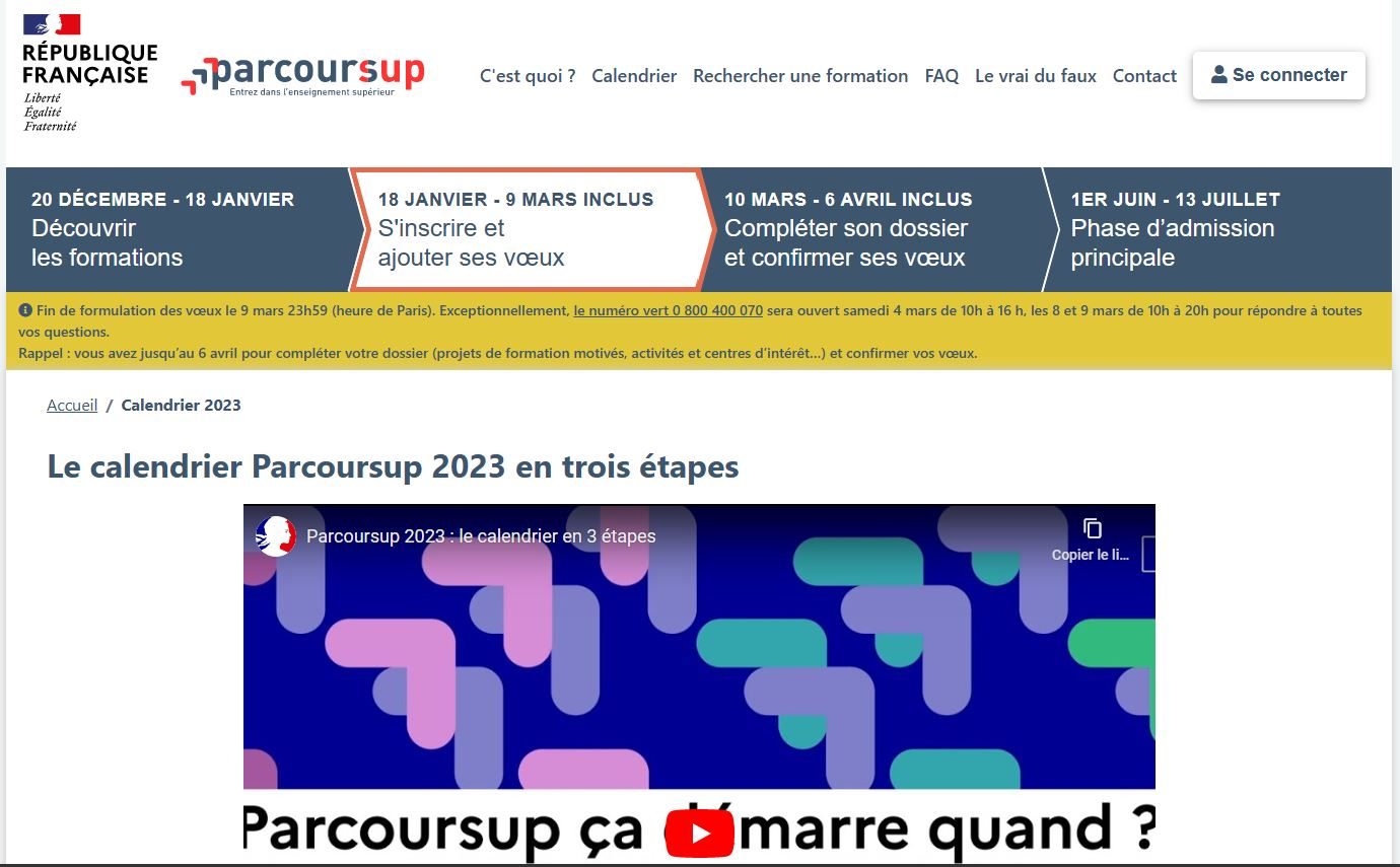 Etapes ParcourSup 2022